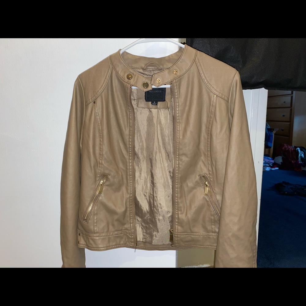 Mandee’s Tan Faux Leather Jacket